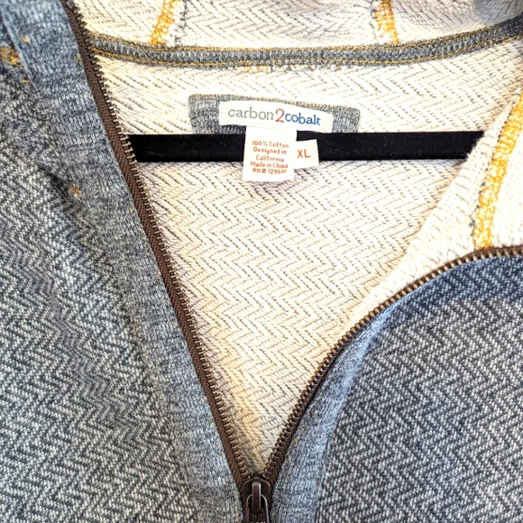 Carbon2Cobalt Quarter Zip Hooded Knit Sweater Men's Size XL - Picture 2 of 7